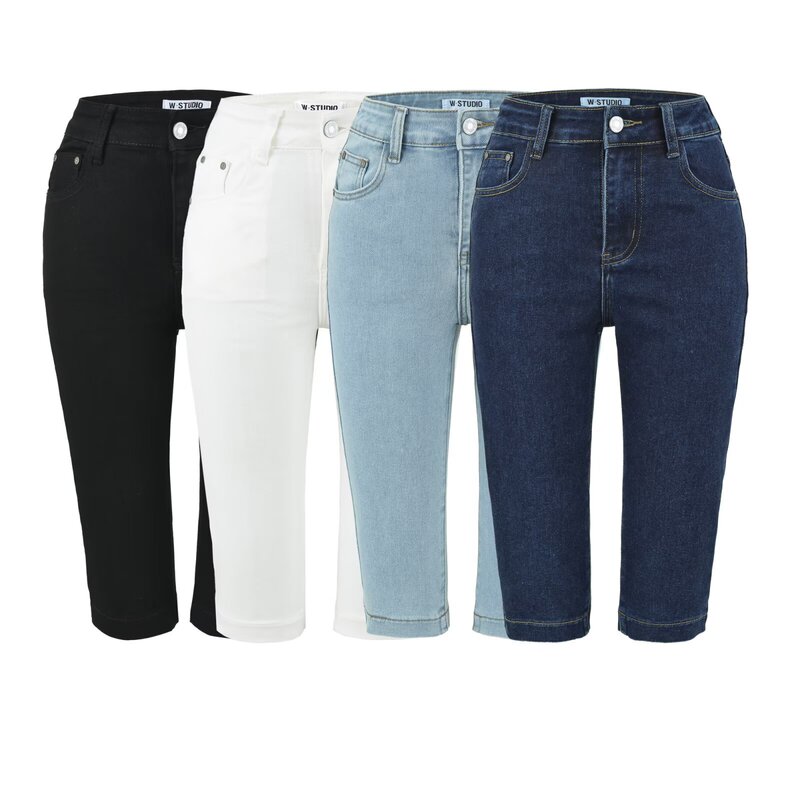 Cross-border retro European and American style new Kendall Capri jeans, women's stretch slim-fit cropped pants