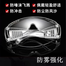 批发百叶窗防护眼镜防雾骑行眼镜防冲击防风沙透明护目镜劳保眼镜