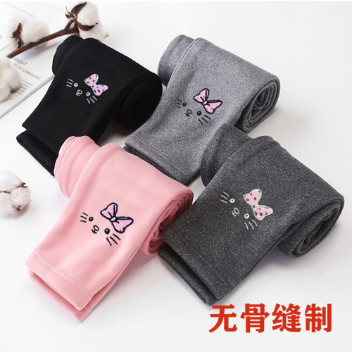 New children's thermal leggings for girls, padded winter warm pants for babies, outerwear, cartoon sleep pants