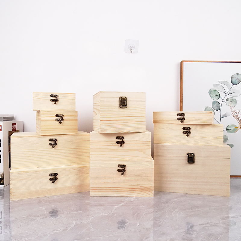 木盒松木盒子长方形带盖实木礼品盒木制实木包装盒收纳盒