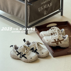 QQO童鞋 2025秋季新款男童软底舒适休闲运动鞋韩版百搭女童阿甘鞋