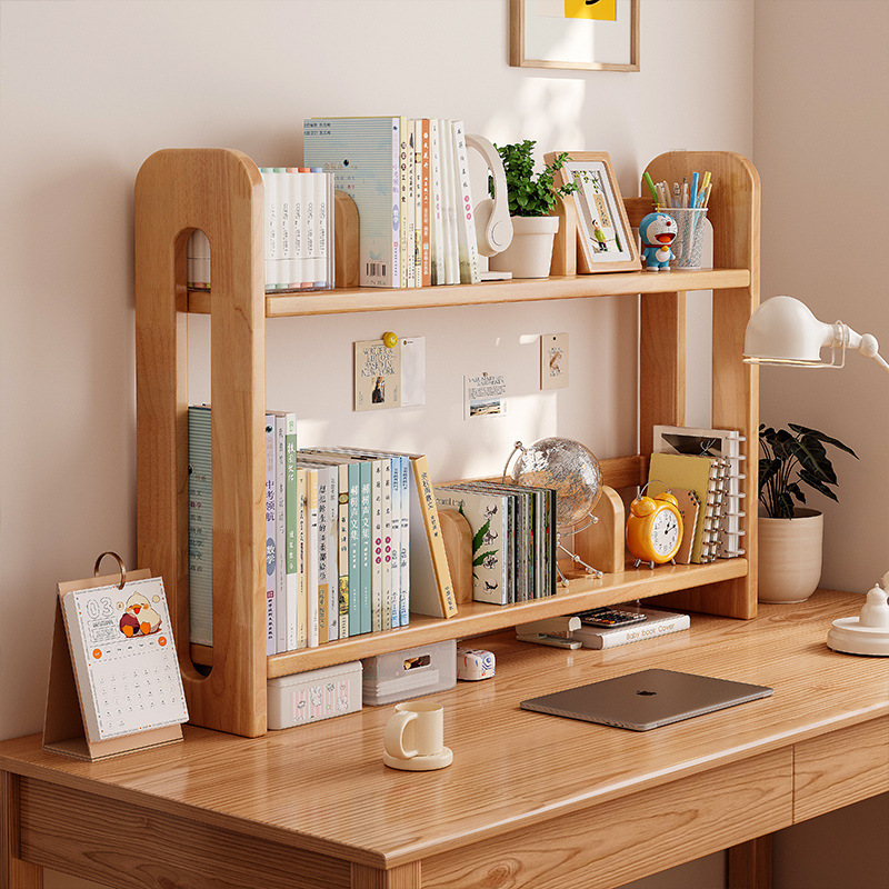 Estante de escritorio de madera sólida Estante de escritorio Estante de almacenamiento de libros vertical multicapa Estante de escritorio Estante