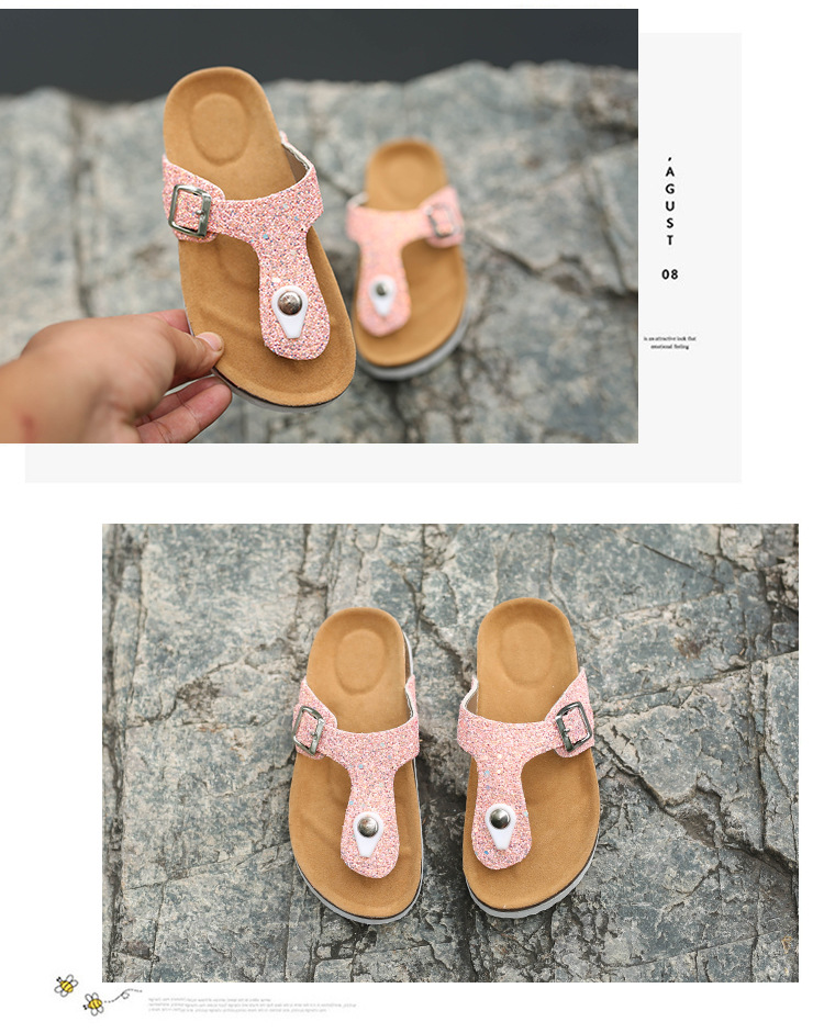 New large-sized women's sandals for foreign trade, colorful ice crystal water diamond cork slippers, Korean-style fashionable herd-shaped slippers for women full figure