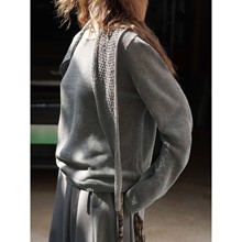 秋冬新款韩系慵懒优雅宽松针织毛衣叠搭可拆卸镂空披肩上衣女