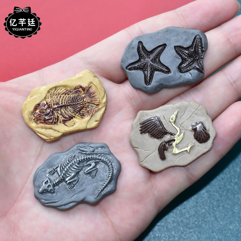 仿真恐龙化石考古配件diy儿童寻宝考古玩具盲袋盲盒散货树脂配件