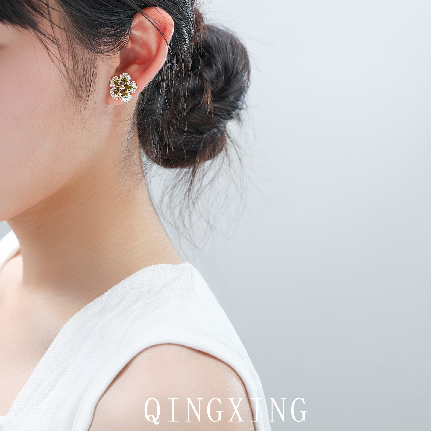 Boucles d'oreilles flocons de neige en zircon vert olive, style forêt, élégantes et polyvalentes, pour jeunes filles._voghion.com