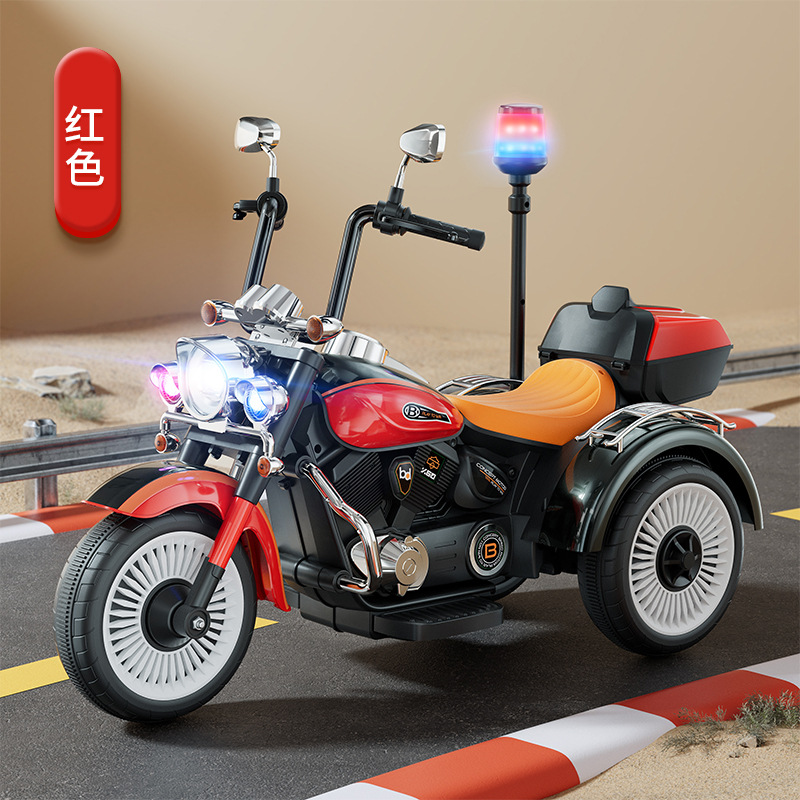Nueva simulación retro motocicleta eléctrica para niños Harley coche eléctrico de tres ruedas cochecito portátil de carga de control remoto