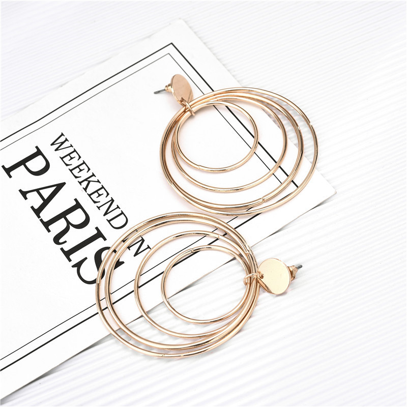 Fashion Round Metal Plating Earrings display picture 3