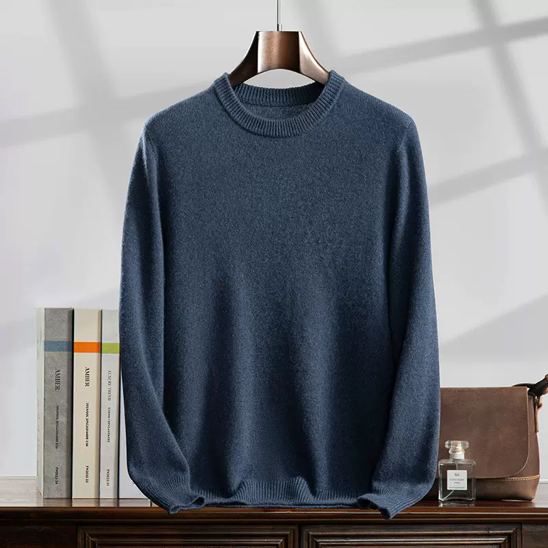 七针双股一线成衣羊绒衫男圆领加厚针织打底衫大码基础款保暖毛衣