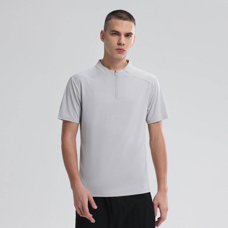 2025 nuevo medio cremallera de manga corta hombre alto elástico profesional ropa de secado rápido correr ropa de ejercicios camiseta deportiva casual hombre