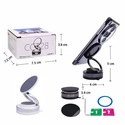 Car phone holder New Model, Convenient and Foldable - t28-white-abs-plastic-ring-strong-magnetic
