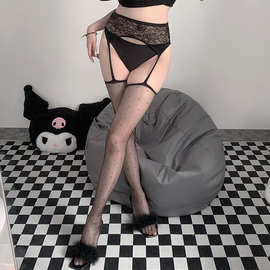 性感情趣丝袜薄款油亮女情趣波点吊带丝袜开裆免脱辣妹黑丝袜3205