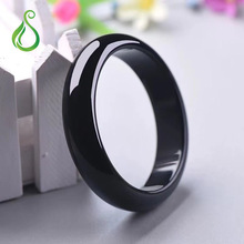 厂家直播货源原色无烧黑玛瑙手镯巴西天然墨玉色玉髓手环工艺礼品