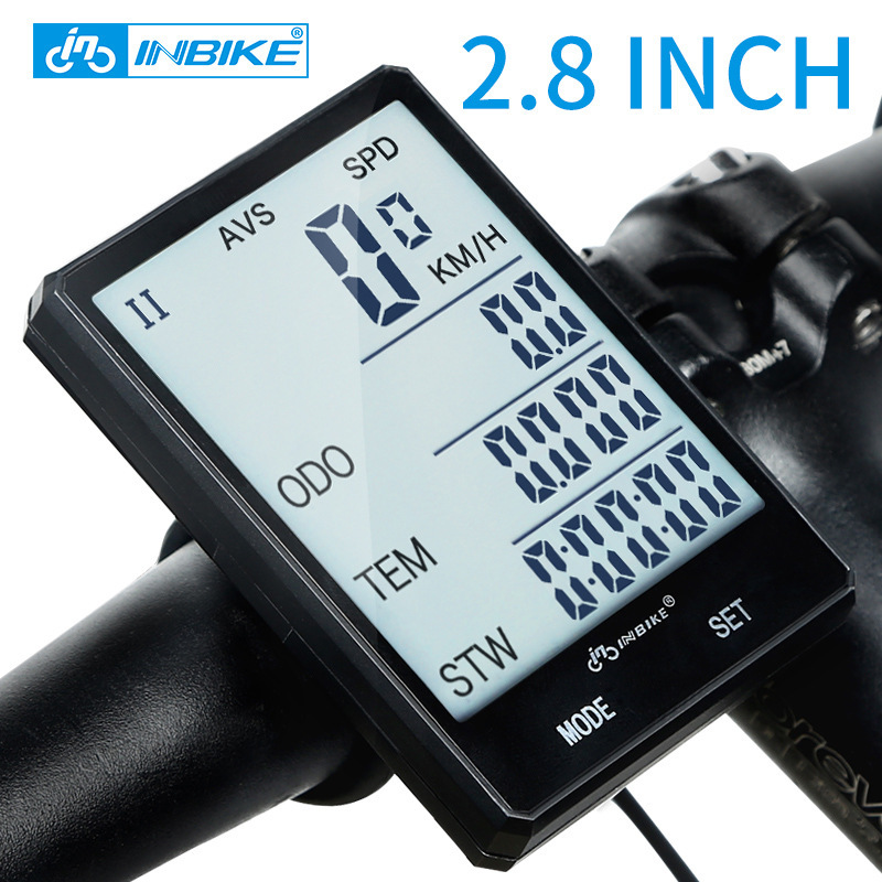 Inbike Bicycle Computer Wireless and Wired Bicycle Odometer Speedometer 2.8inch Large Screen English Version Cycling