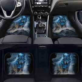 TEMU前后排防水防滑耐脏可拆卸水晶绒圈绒通用脚垫印花汽车脚垫