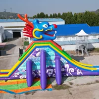 Надувная кран водная горка на открытом воздухе мобильный аквапарк бассейн бассейн комбинация большая комбинация трех драконов