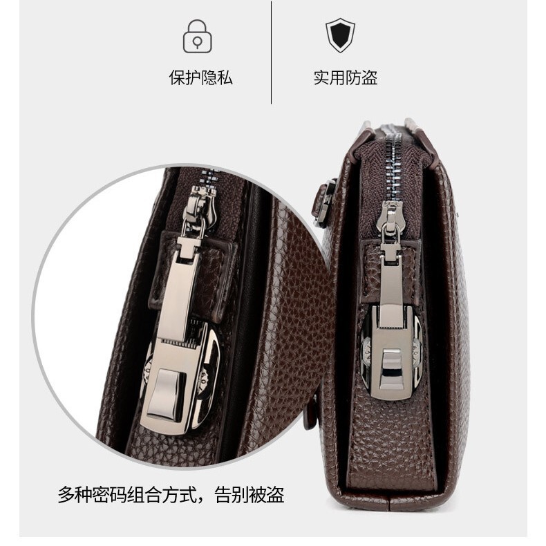 ファッションメンズクラッチバッグ大容量パスワードロックハンドバッグ新しいリストバンド取り外し可能なマネークリップジッパークラッチバッグ|undefined