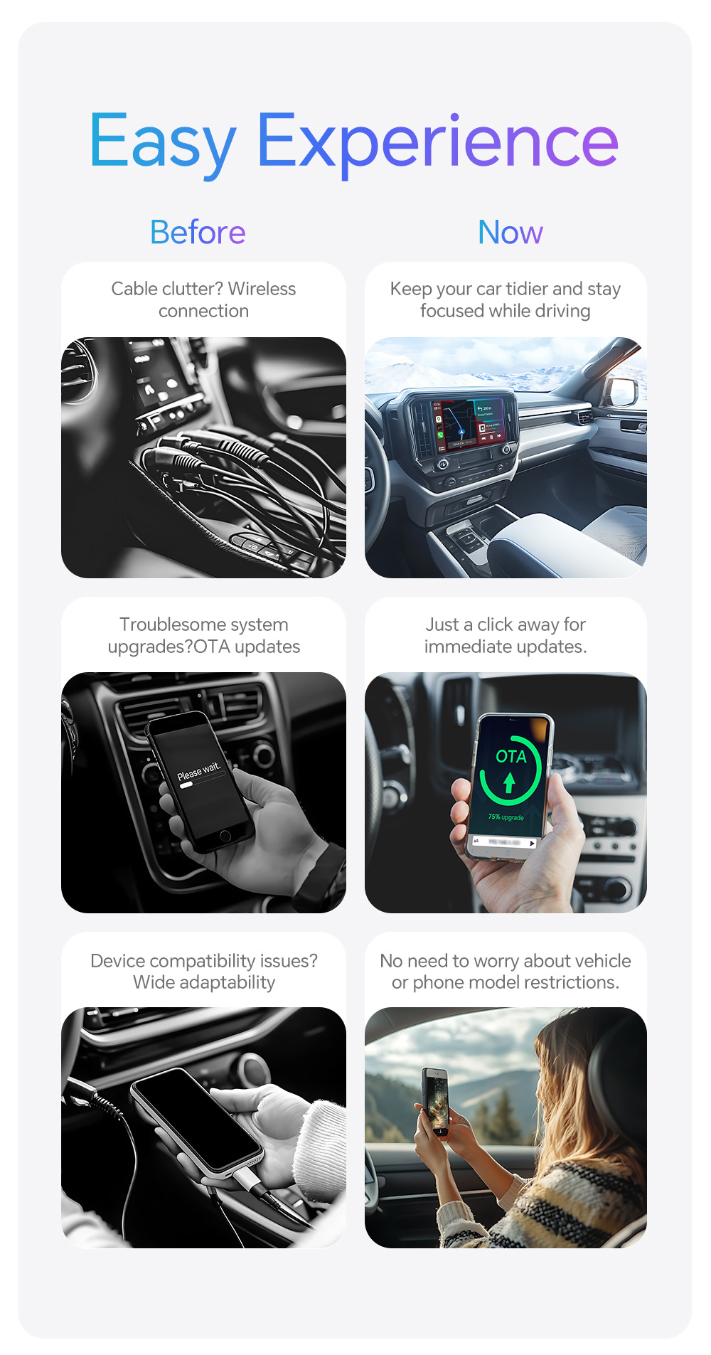 Wired to Wireless Apple Carplay Box Mini Plug-In Android Adapter Bluetooth Automatic Connection