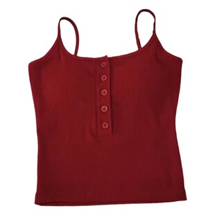 1026# spring and autumn thickened hot girl top camisole button design integrated Cup beauty back underwear single wear