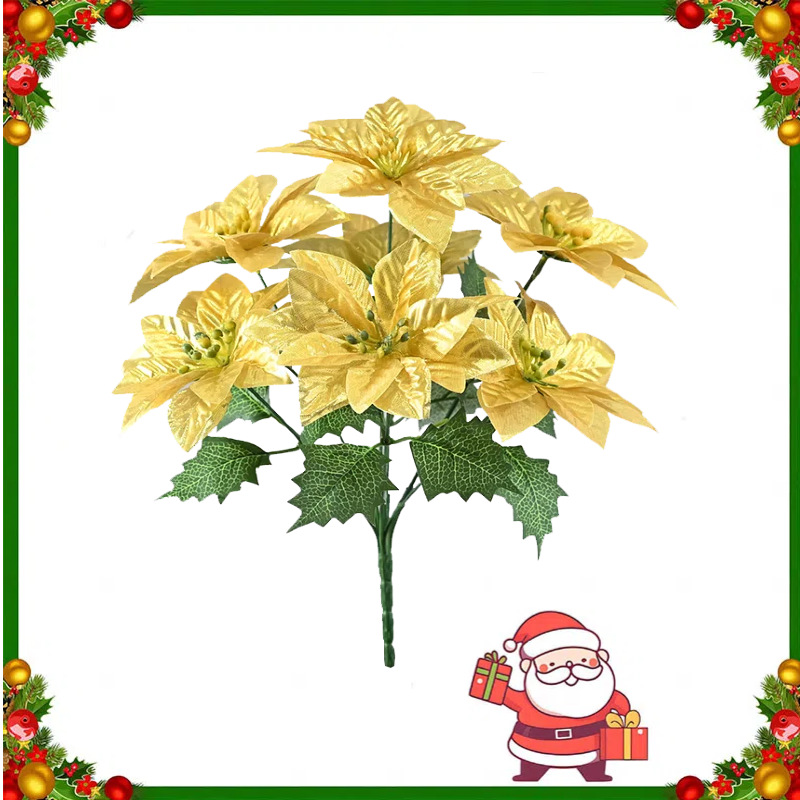 Fabricantes directamente pagar 7 flores de Navidad disparar props decoración del hogar simulación de una pinza de Navidad mano mano mano transfronteriza