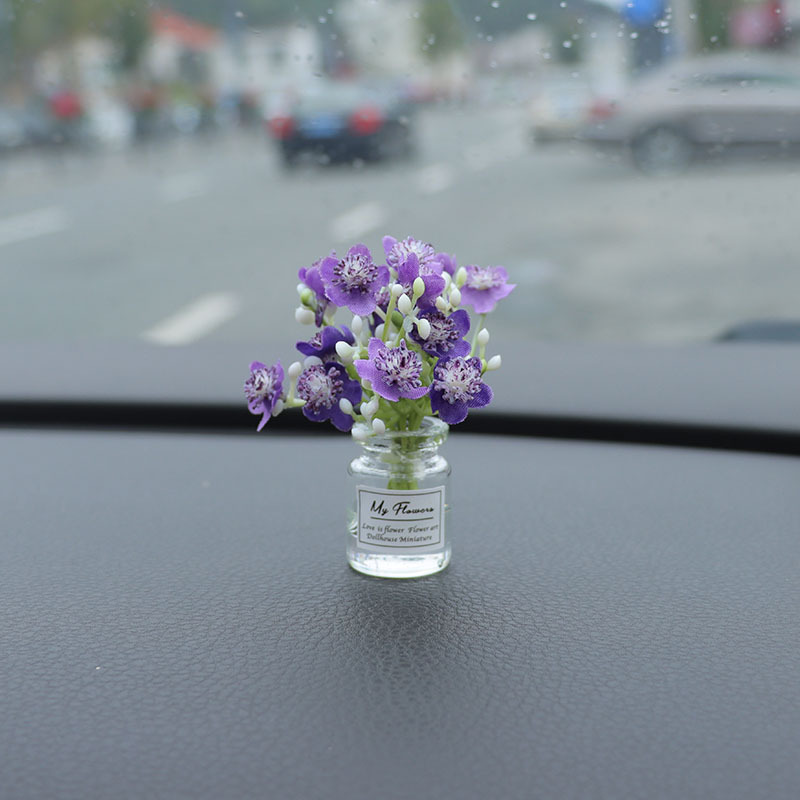 Red de Internet jarrón fresco flor casa de muñecas mini interior de coche consola central decoración de coche decoración de coche espejo cruzado simple