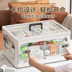 薬箱大容量家庭用収納ボックス透明救急薬箱折り畳み可能収納ボックス多層特大分類ボックス