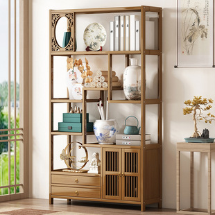 Home Living Room Partition New Chinese Style Shelf Tea Room Tea Set Storage Ornament Display Rack