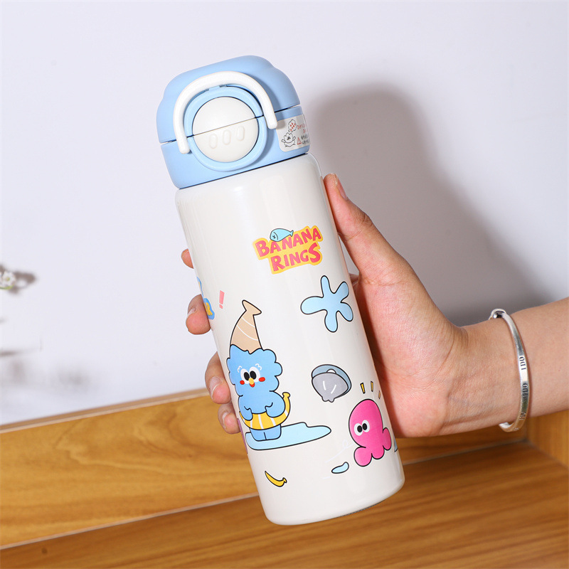 Nuevo niño 316 acero inoxidable doble bebida taza de aislamiento para jardín de infantes lindo taza de agua a prueba de caídas dibujos animados paja de regalo