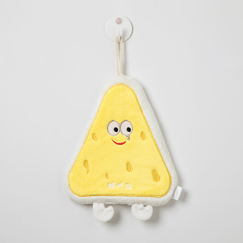 Estilo coreano toalla de mano de dibujos animados lindo colgando cocina toalla de mano trapo de secado rápido pañuelo de toalla de terciopelo de coral engrosado de tres capas