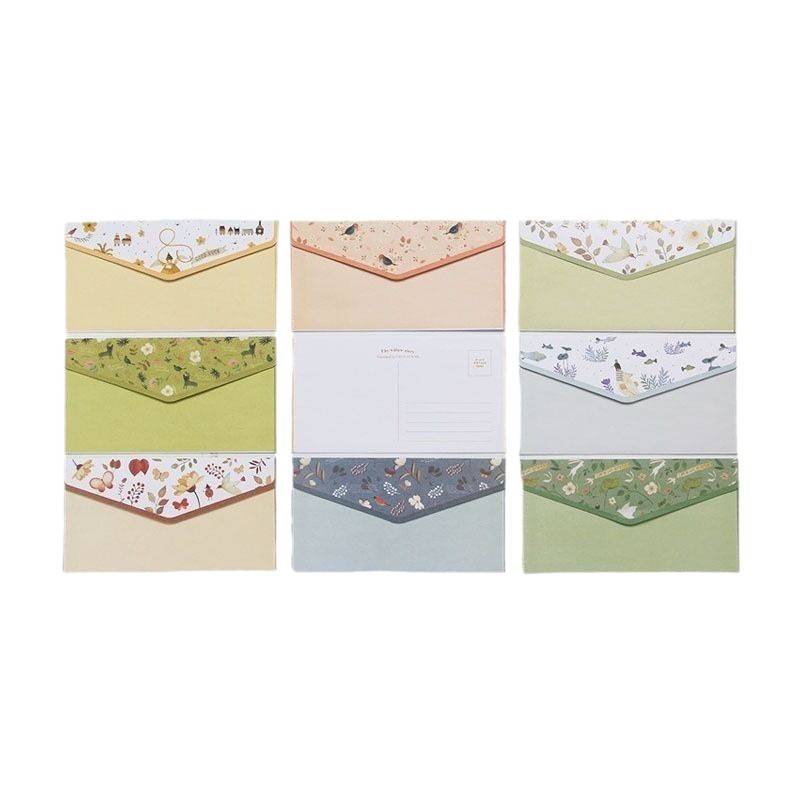 Juego de papel para cartas A5 de estilo chino creativo en stock, venta al por mayor, sobres pequeños de estilo occidental con diseño floral fresco y hermoso.