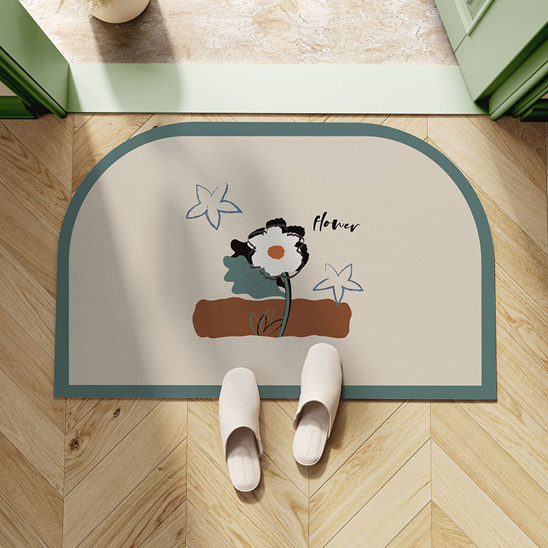 Customized Retro Scandinavian Style Bathroom Floor Mats, Water-Absorbent and Non-Slip Diatom Mud Carpets, Bathroom Diatom Mud Foot Mats