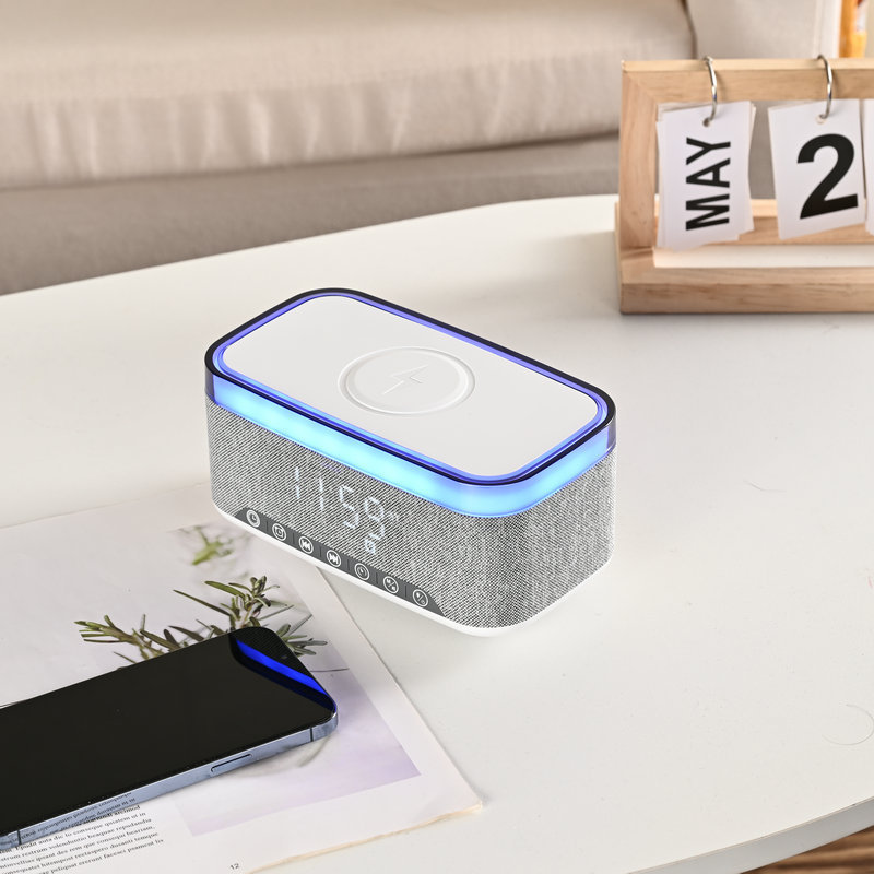 ワイヤレス充電bluetoothオーディオデジタル時計デスクトップ重いサブウーファ多機能bluetoothスピーカーのベッドの雰囲気ランプ|undefined