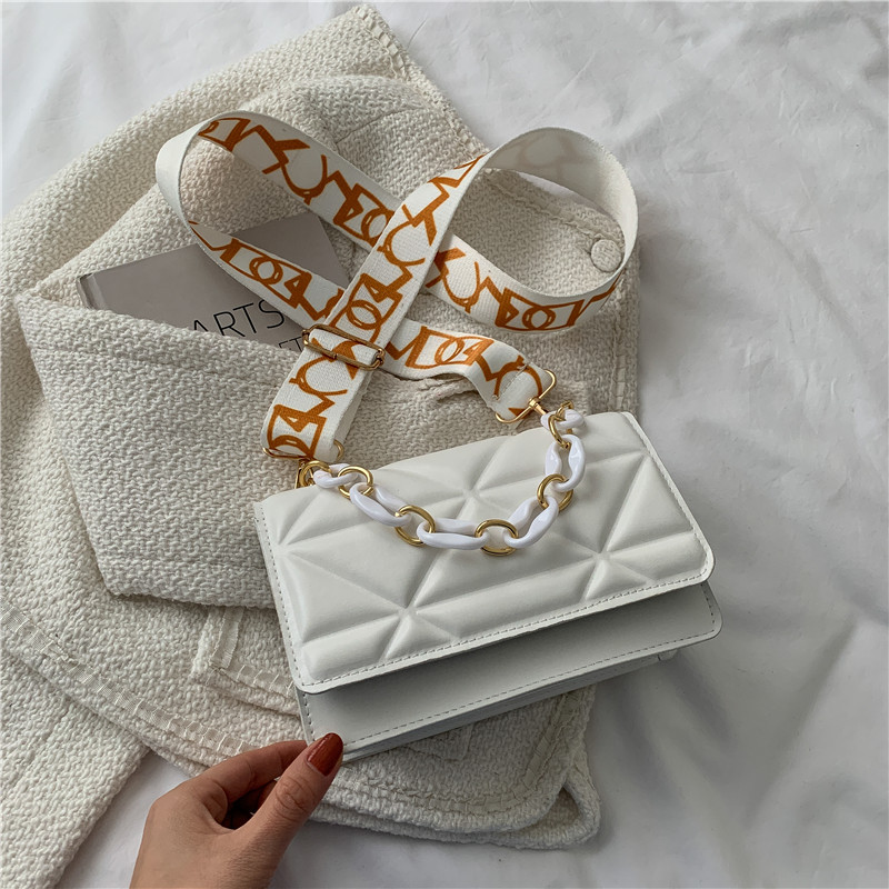 Bolso de hombro pequeño para mujer estilo INS diseño cuadrado simple con correa ancha moda casual
