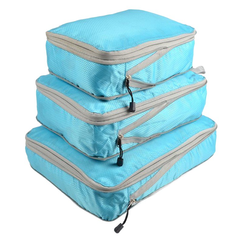 Juego de bolsa de almacenamiento de compresión de venta caliente de Amazon, bolsa de clasificación de ropa plegable portátil impermeable, juego de tres piezas