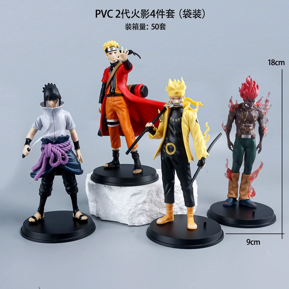 PVC Figure Set (Naruto) — Kakashi, Naruto, Sakura Desktop Ornaments, Multi‑pose Kit