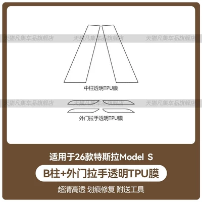 for window frames, body pillars (B-pillar, Car headlight protective film - 26-models-of-model-s-b-pillar-exterior-door-handle-transparent-tpu-film-standard