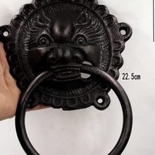 纯铜门环中式实木门扣铸铁大门配件把手麒麟兽头门环狮子虎头拉手