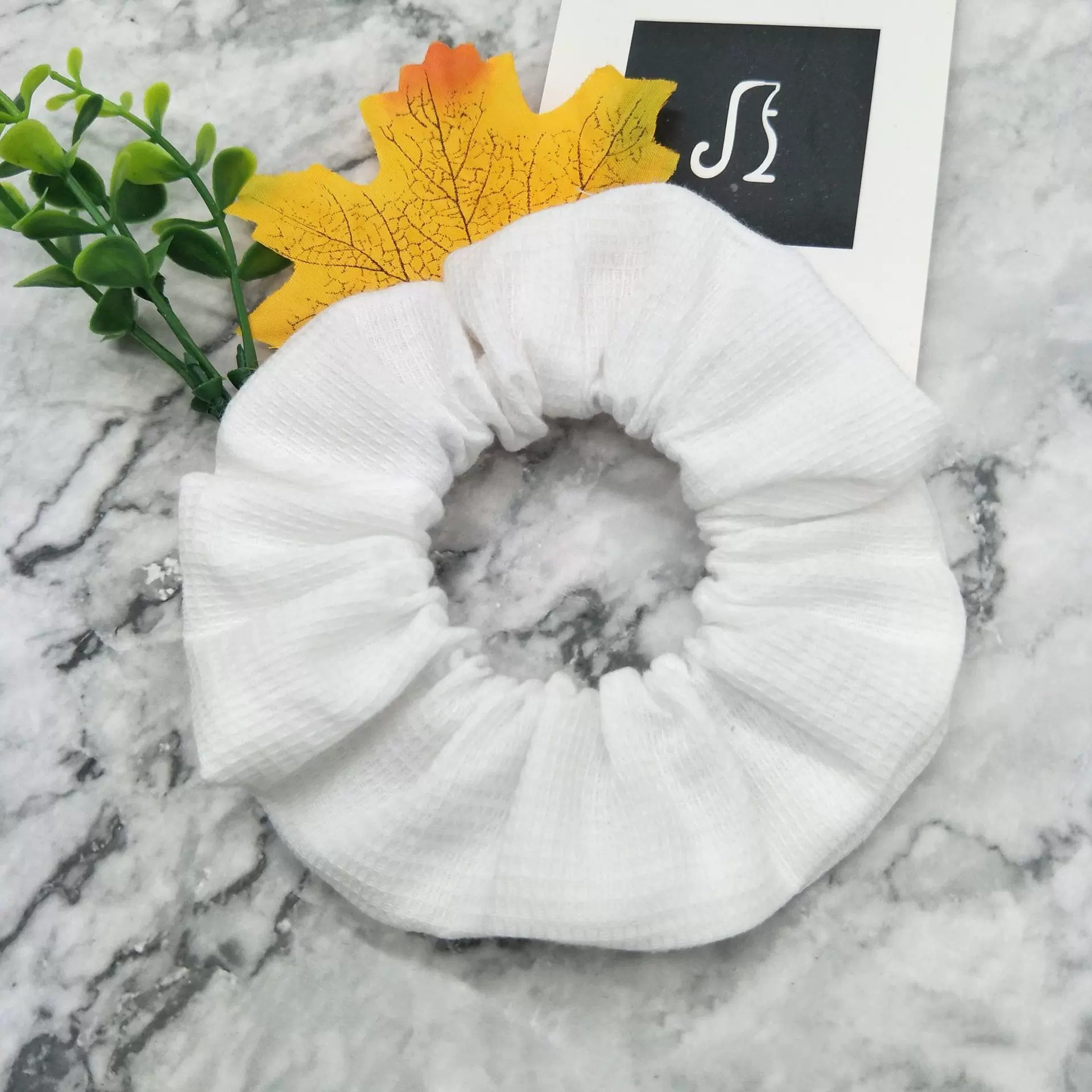 跨境新款欧美DIY纯棉白色发圈 华夫格大肠圈扎染头饰发绳厂家批发