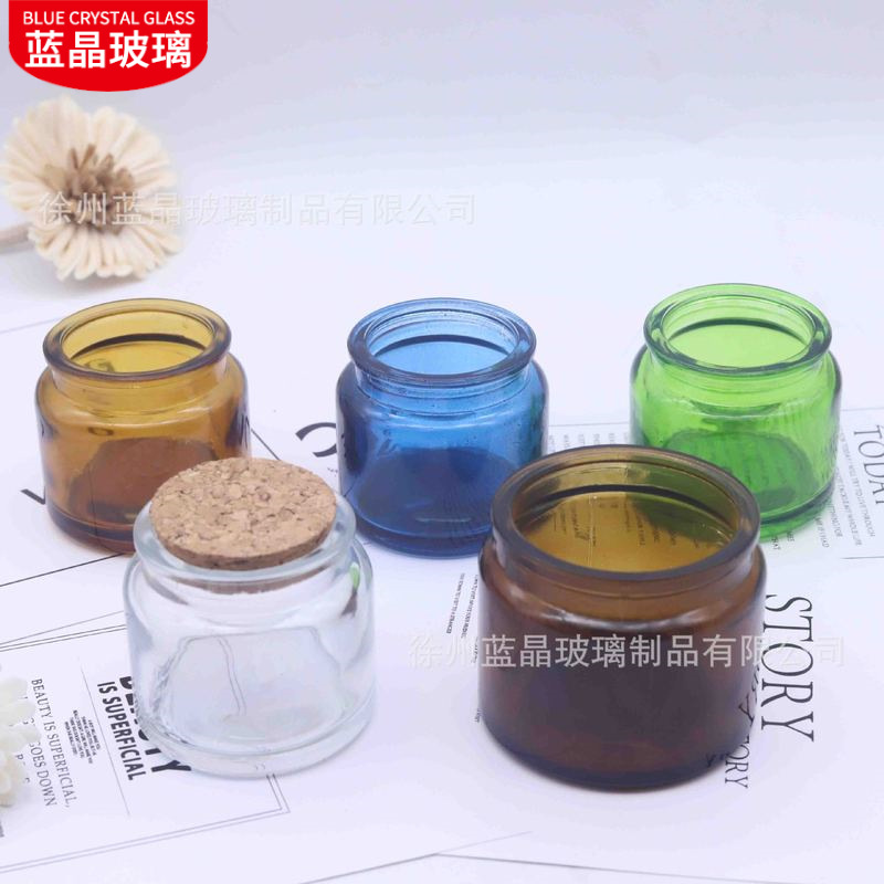 En stock lote de marrón tamaño pequeño vidrio aromaterapia vela taza 100ml200ml hogar candelabro corcho botella de vidrio