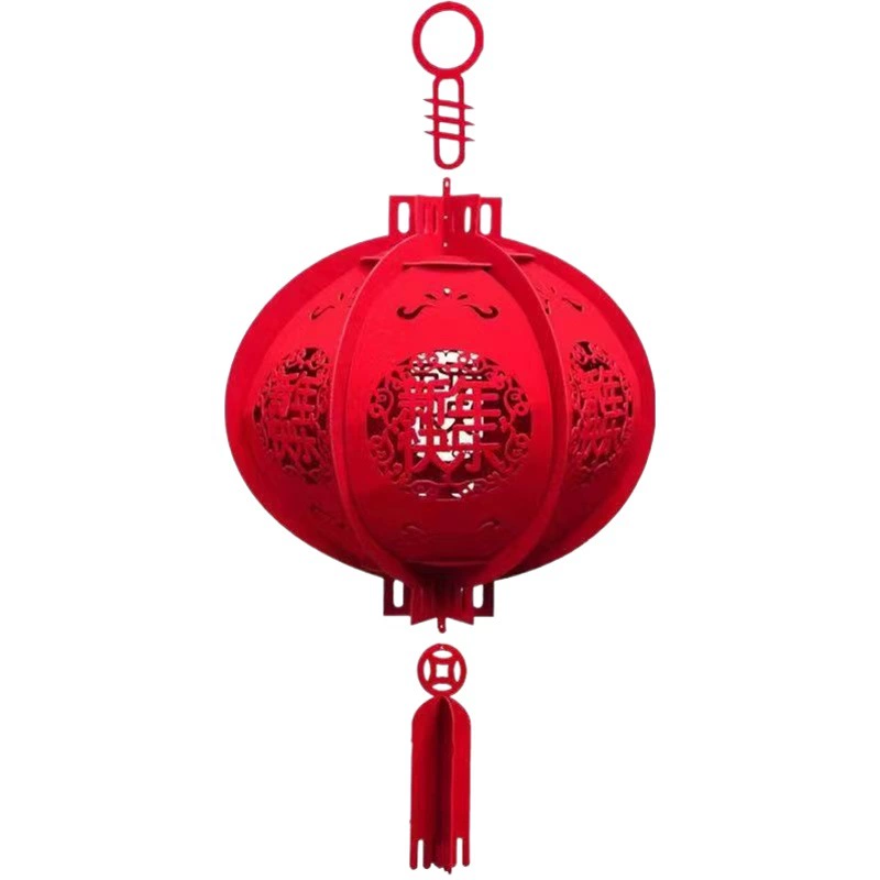 Новые фетровые фонари 2025 года, красные фонарики для Нового года, подвесные украшения, декор для торговых центров, фонарики с символикой благословения, оптовые новогодние фонари