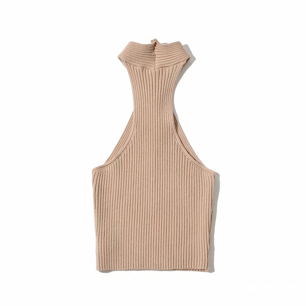 solid color cross halter knitted vest NSHS50531