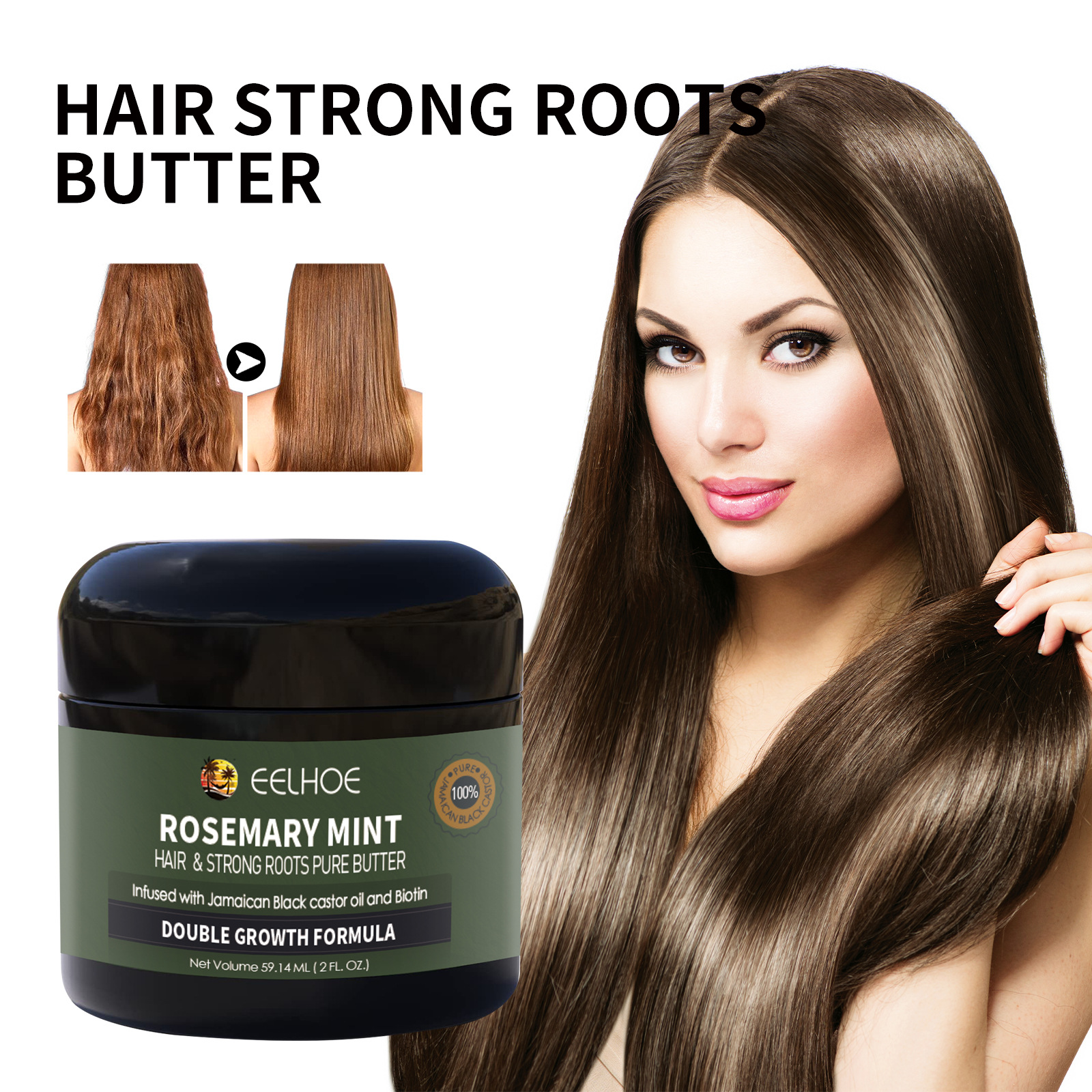 EELHOE Rosmarin Haarcreme repariert trockenes und krauses Haar, pflegt, glättet, beugt Haarausfall vor, stärkt das Haar, pflegt und nährt Haarcreme_voghion.com