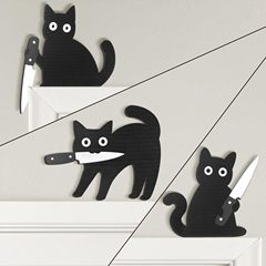 跨境亚马逊热销黑猫万圣节墙壁装饰 3件套木制工艺品挂件墙壁装饰