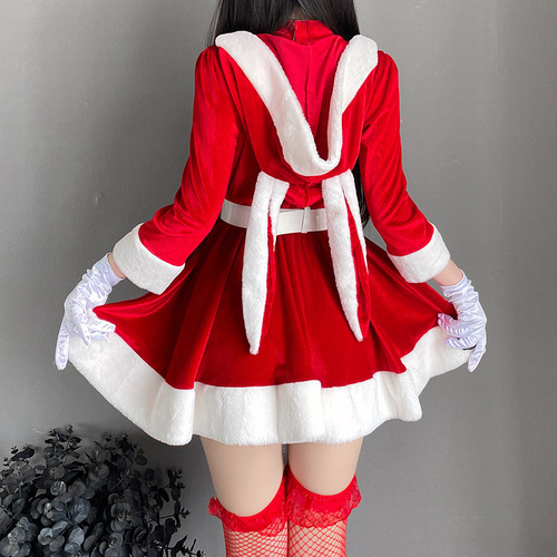 Pure lust style sexy anchor Internet celebrity Christmas costume dress New Year's battle suit color bar role play Christmas