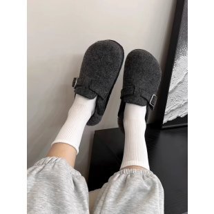 Gray Thick-Soled Birkenstock Shoes for Women, Furry Slippers, 2025 New Autumn and Winter Snow Boots, Toe-Cap Half-Slip Cotton Slippers Gray Thick-Soled Birkenstock Shoes for Women, Furry Slippers, 2025 New Autumn and Winter Snow Boots, Toe-Cap Half-Slip Cotton Slippers