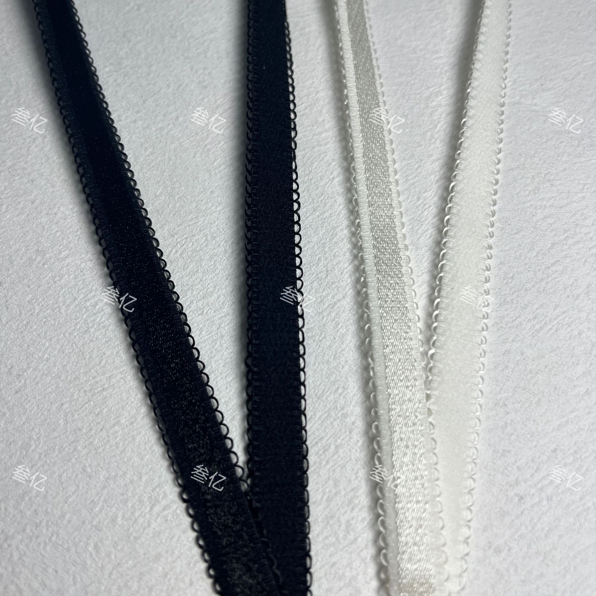 有光双牙边花边内衣肩带1CM黑白现货弹力松紧带橡筋服装辅料