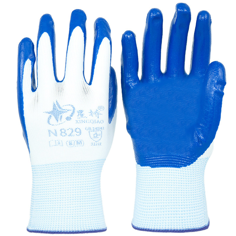 Xingyu Xingqiao N829 guantes de nitrilo impregnados de goma resistentes al desgaste y antideslizantes guantes de protección laboral