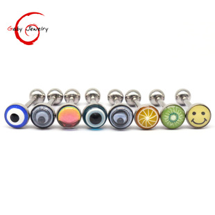 Gaibei Europe and the United States cross-border Devil's Eye tongue nail smiling face tongue nail snake ring fruit tongue nail stainless steel tongue nail spot