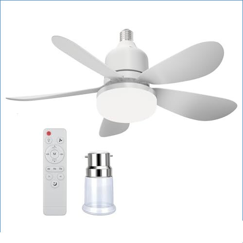 Ventilador de Techo con Luz E27 de ABS Silencioso para Comedor y Dormitorio