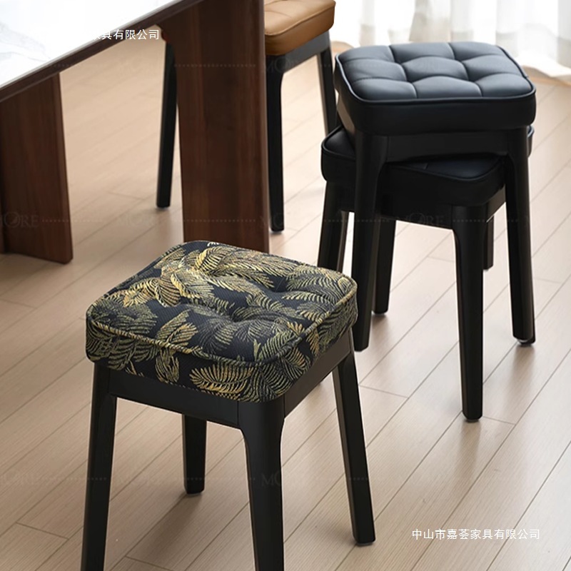 Soft-Packed Stool, Home Dining Table, Square Stool, Bedroom Makeup Stool, Storage Stool, Stackable Four-Legged Sofa Stool, Thickened and Durable